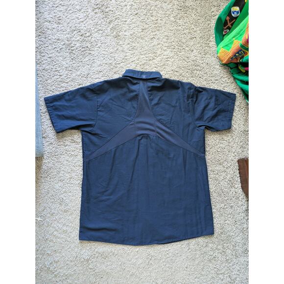 Red Kap Work Shirt Mens L Navy Blue MIMIX Flex Panel Workwear Wicking Ripstop - Picture 3 of 7